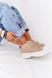 Women's high sneakers on a large