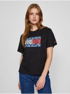 Black Women's T-Shirt with Print Tommy Jeans