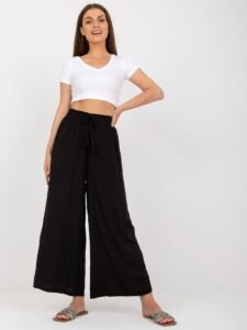 Black wide trousers made of fabric