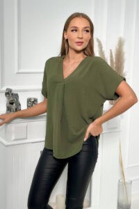 Blouse with V-neck to