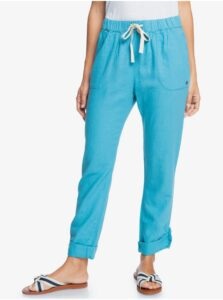 Blue Women's Linen Pants with Binding Roxy