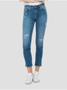 Blue Women's Shortened Slim Fit Jeans with