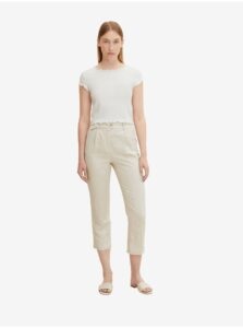 Cream Women's Shortened Trousers with Linen