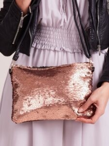 Gold sequined handbag with