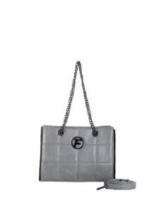 Grey quilted shoulder bag with