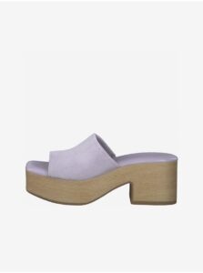 Light purple suede slippers with heels