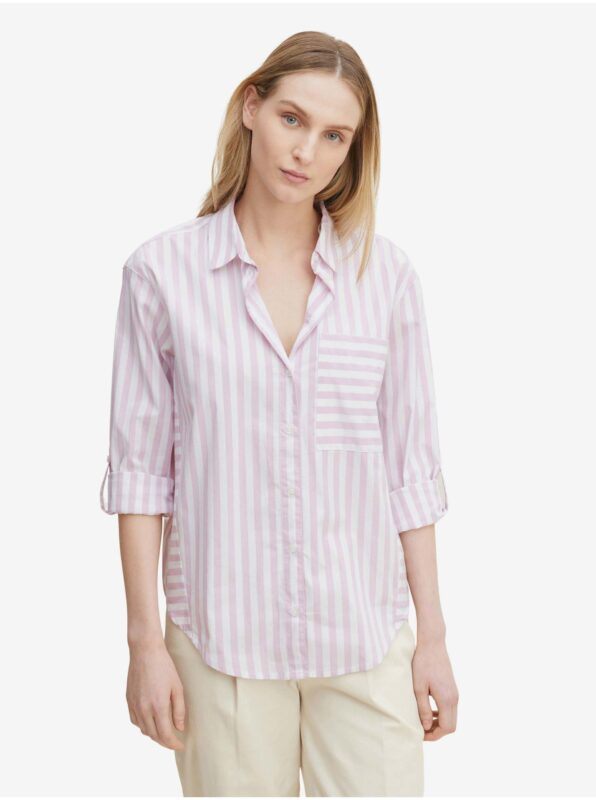 White-Light Purple Women's Striped Shirt Tom