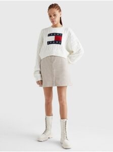 White Women Patterned Oversize Sweater with Balloon