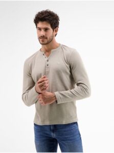 Beige Men's T-shirt with buttons