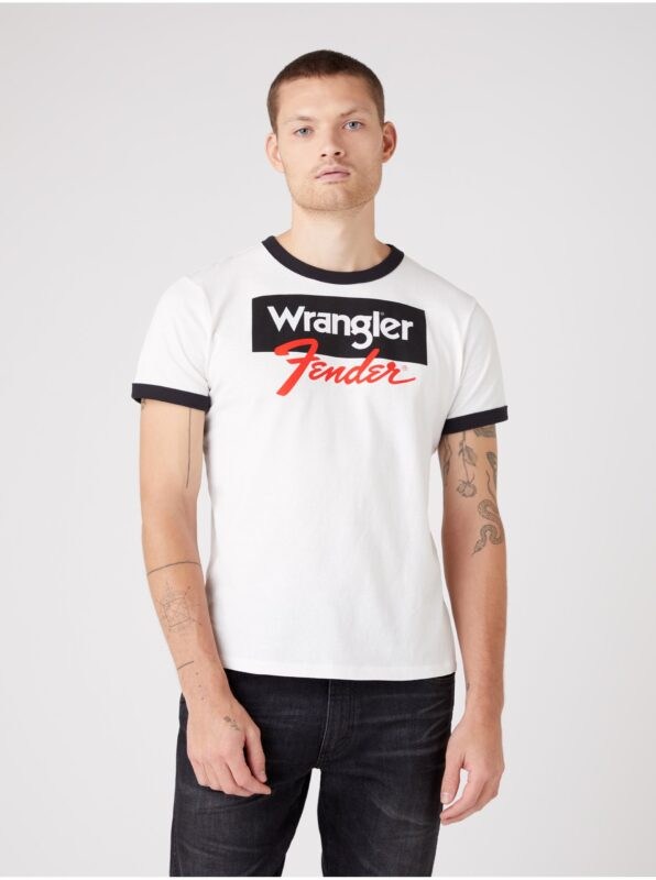 Black-and-white Men's T-Shirt with Wrangler