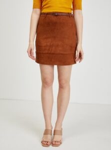 Brown skirt in suede finish