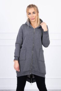 Insulated sweatshirt with zipper at