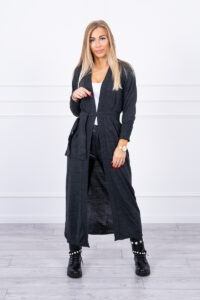 Long cardigan sweater with graphite