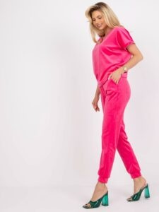 Pink velvet set with trousers