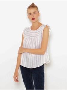 White striped blouse with ruffles