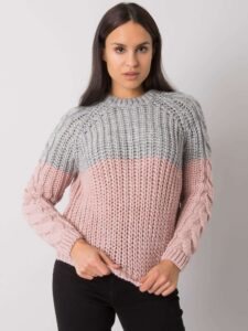 Women's knitted grey-pink sweater Bergerac