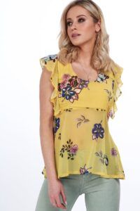 Yellow blouse with flowers