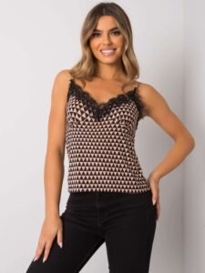 Black-beige top with straps by