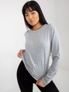 Grey plain blouse with long sleeves