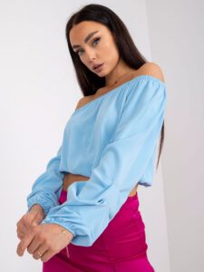 Light blue smooth Spanish blouse with