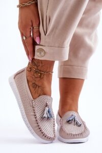 Openwork leather moccasins Light