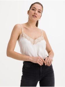 White Women's Tank Top with Lace
