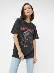 Black T-shirt with Pieces print