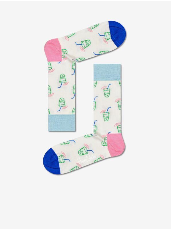 Blue-cream patterned socks Happy Socks