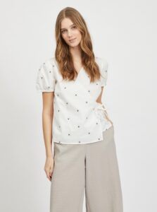 White patterned wrap blouse VILA