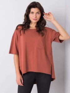 Brown cotton T-shirt by Noor