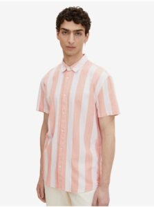 Cream-Apricot Men's Striped Linen Shirt Tom