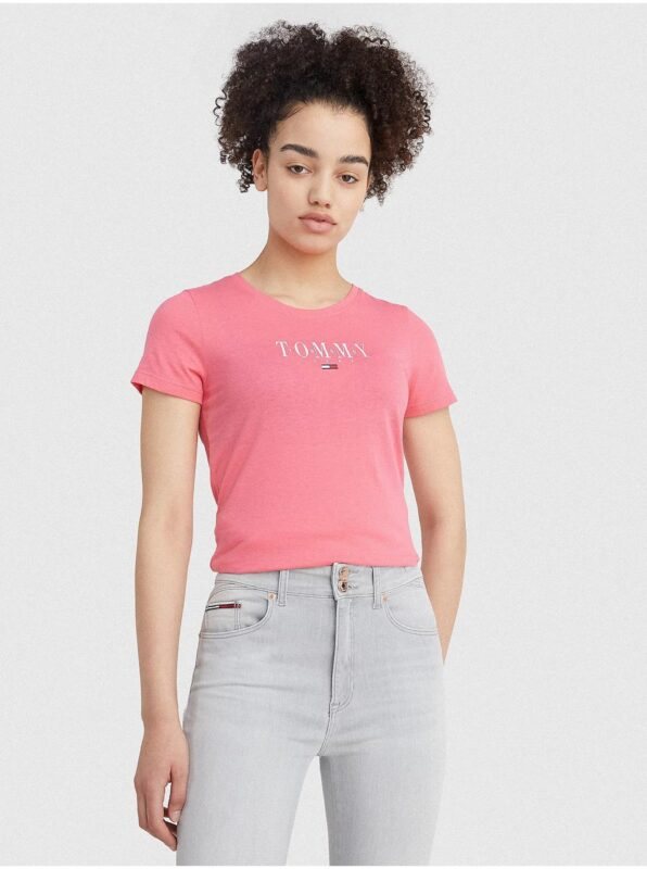 Pink Women's T-Shirt with Tommy Jeans
