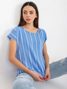 SUBLEVEL blue striped blouse with