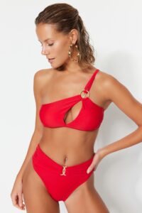 Trendyol X Moeva Red One Shoulder Bikini
