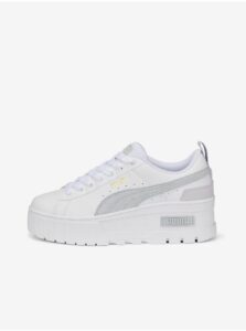 White Women's Leather Sneakers Puma on the platform Mayze