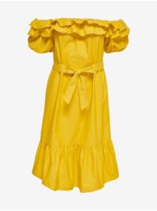 Yellow Dress with Exposed Shoulders JDY