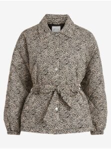 Black-beige patterned winter jacket VILA