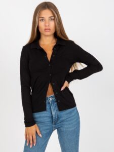 Black casual blouse with buttons