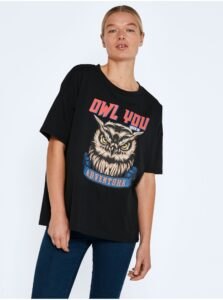 Black loose T-shirt with print Noisy