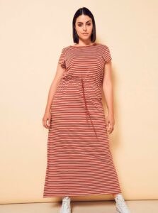 Brown-white striped maxi dress ONLY