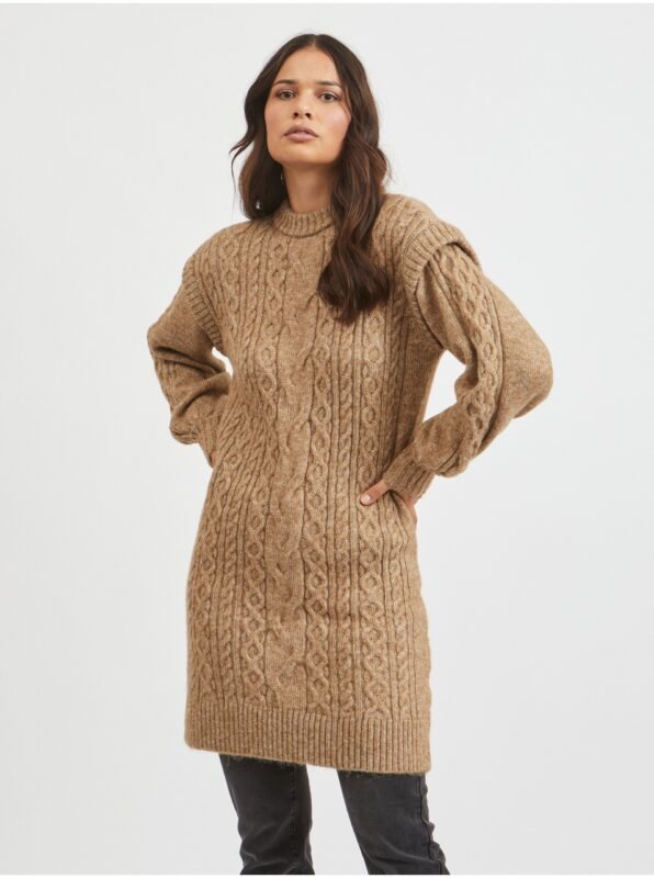 Villa Light Brown Women Patterned Sweater Dress with