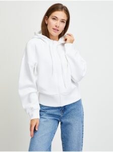 White Women's Sweatshirt with Zipper and