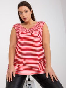 White and red striped top