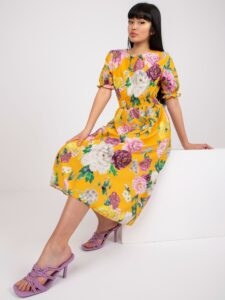Yellow midi dress with floral