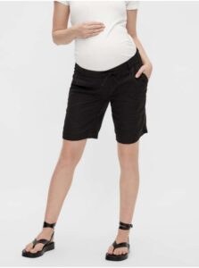 Black Maternity Shorts with Linen Mama.licious