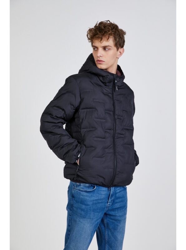 Black Mens Quilted Winter Jacket with