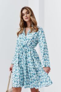 Patterned shirt dress with creamy