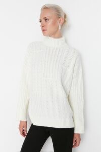 Trendyol Ecru Oversize Knitted Detailed