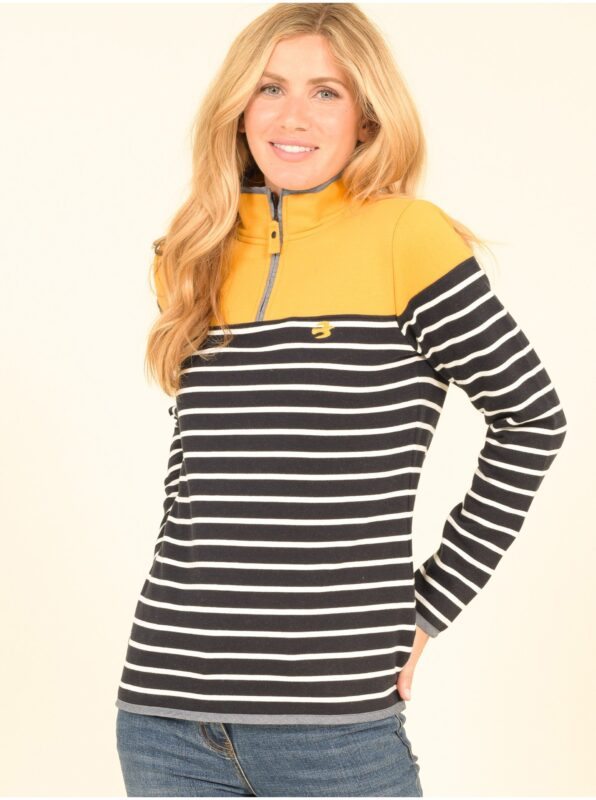 Yellow-blue striped womens sweatshirt Brakeburn