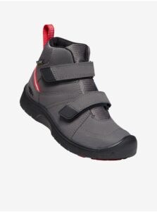Grey Boys Leather Ankle Boots